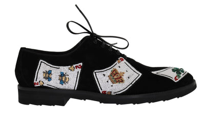 Black Suede Card Deck Sequined Shoes