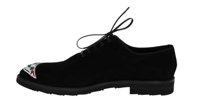 Black Suede Card Deck Sequined Shoes