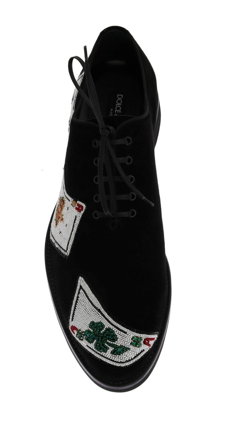 Black Suede Card Deck Sequined Shoes