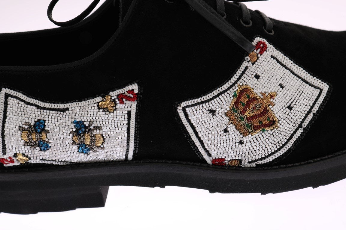 Black Suede Card Deck Sequined Shoes