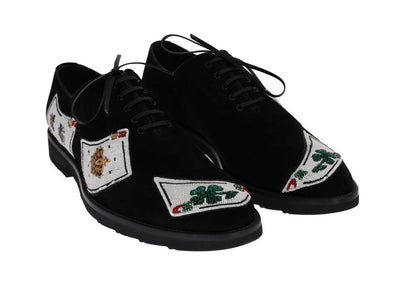Black Suede Card Deck Sequined Shoes