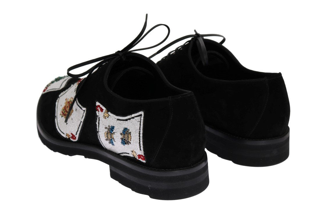 Black Suede Card Deck Sequined Shoes