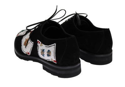 Black Suede Card Deck Sequined Shoes