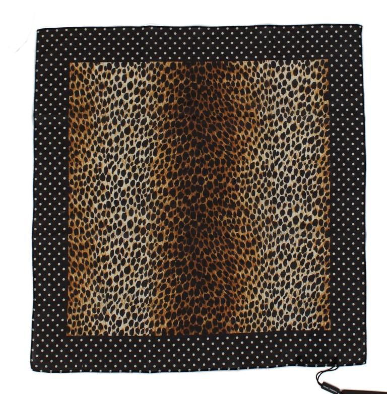 Brown Leopard Print Cotton Scarf