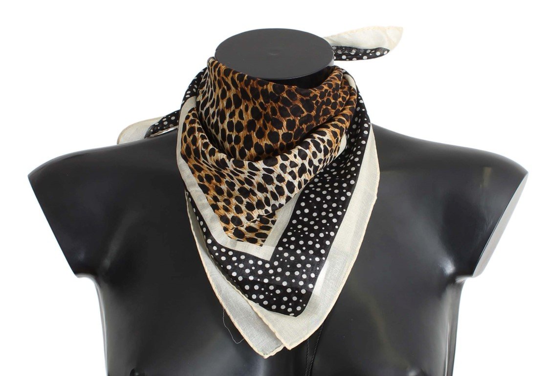Brown Leopard Print Cotton Scarf