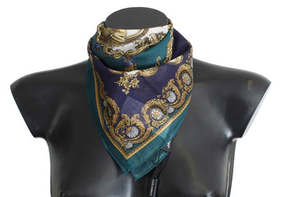 Blue Baroque Print Cotton Scarf