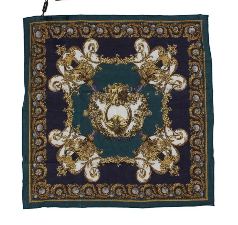 Blue Baroque Print Cotton Scarf