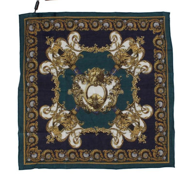 Blue Baroque Print Cotton Scarf