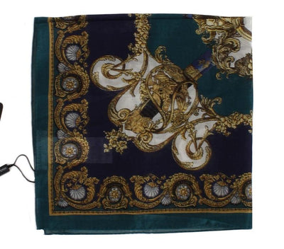 Blue Baroque Print Cotton Scarf