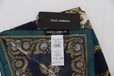 Blue Baroque Print Cotton Scarf