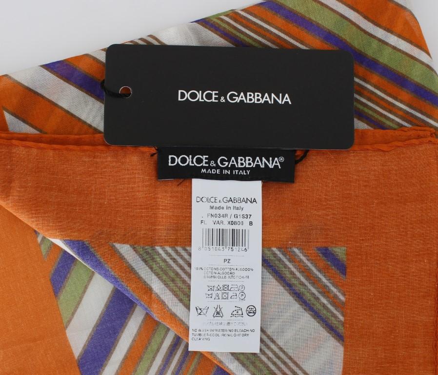 Orange Striped Cotton Scarf
