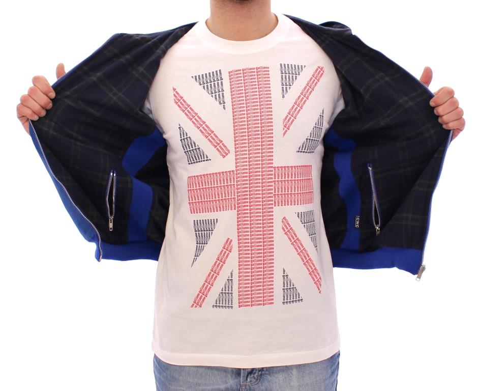 Blue hooded reversible jacket
