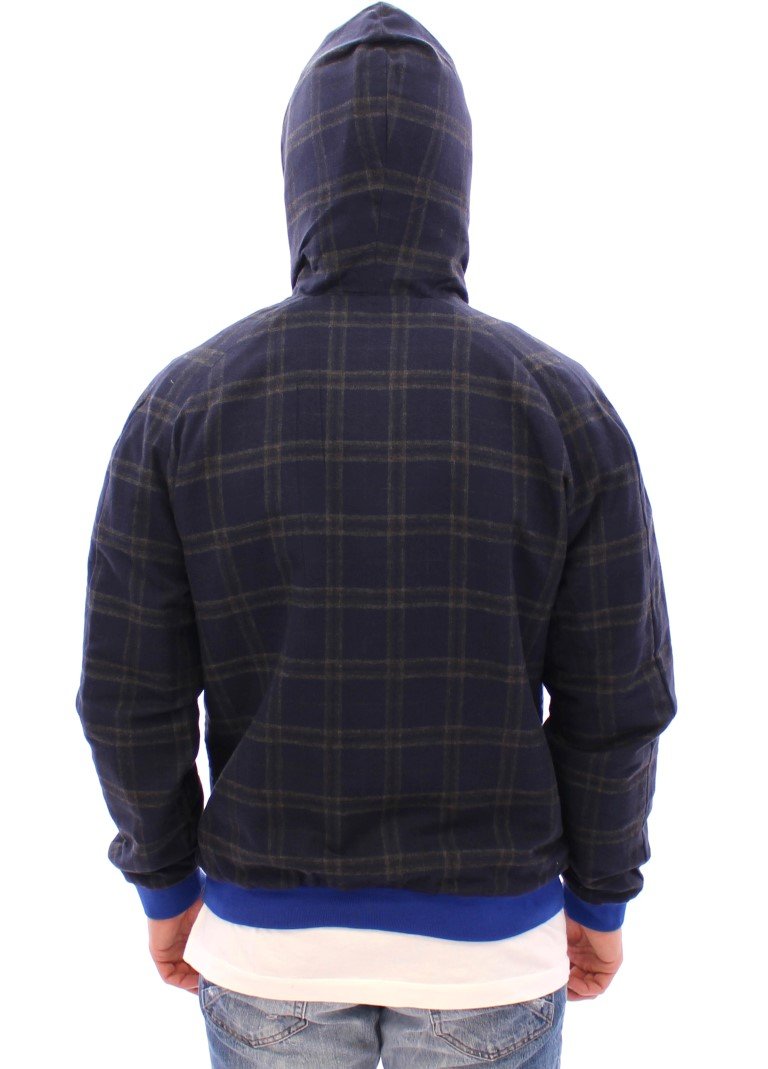 Blue hooded reversible jacket