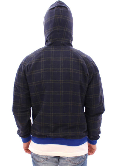 Blue hooded reversible jacket