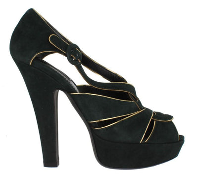 Green Suede Leather Platform Shoes
