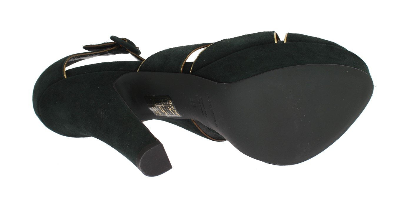 Green Suede Leather Platform Shoes