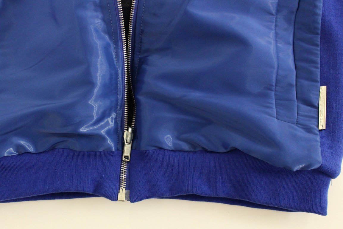 Blue hooded reversible jacket