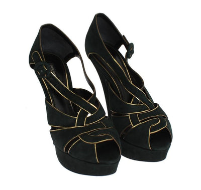 Green Suede Leather Platform Shoes