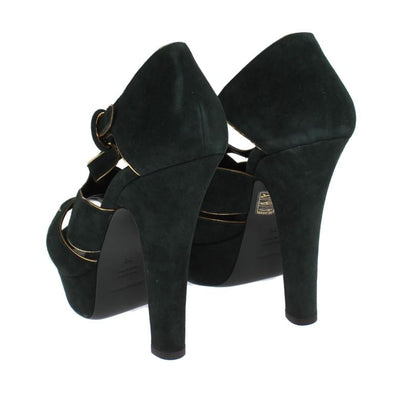 Green Suede Leather Platform Shoes