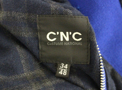 Blue hooded reversible jacket