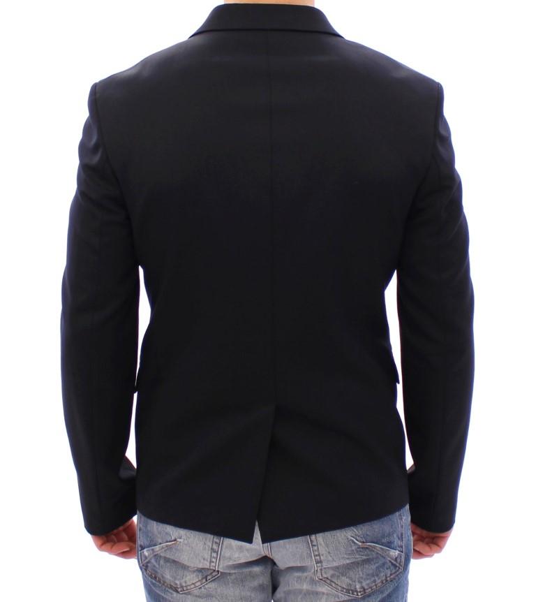 Blue wool two button blazer