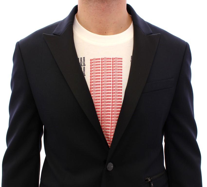 Blue wool two button blazer