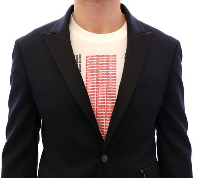 Blue wool two button blazer
