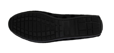 Black Hair Leather Loafers Shoes