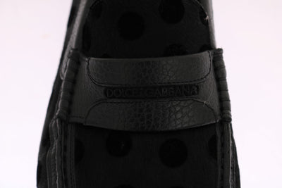 Black Hair Leather Loafers Shoes