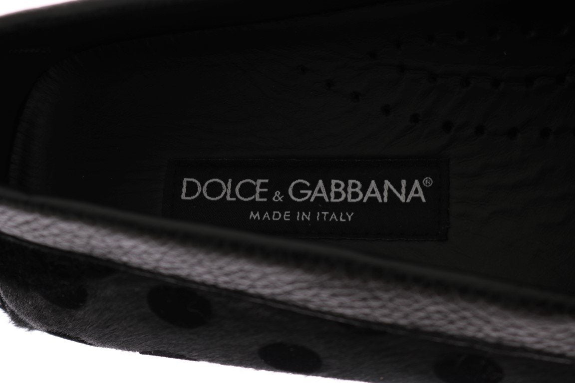Black Hair Leather Loafers Shoes