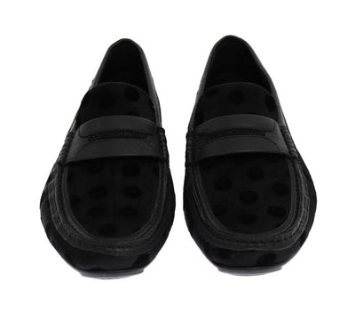 Black Hair Leather Loafers Shoes