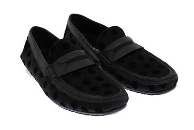 Black Hair Leather Loafers Shoes