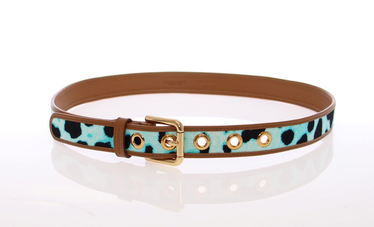 Blue Leopard Leather Logo Belt