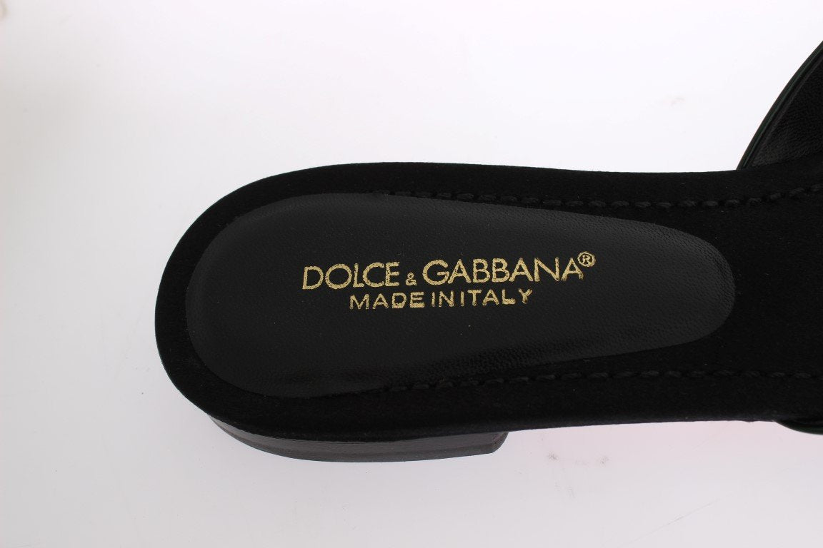 Green Leather Slides Sandals