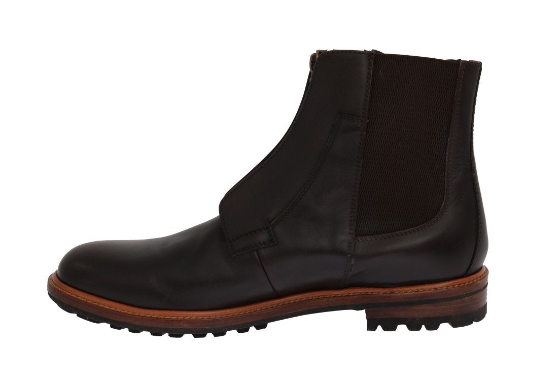 Brown Leather Ankle Stretch Boots