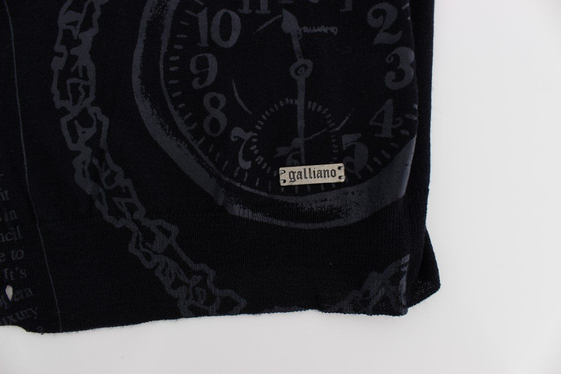 Black Wool Button Down Logo Cardigan