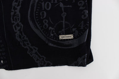 Black Wool Button Down Logo Cardigan