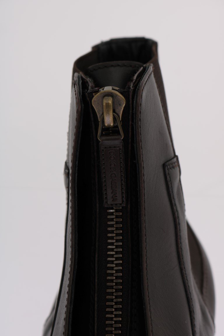 Brown Leather Ankle Stretch Boots