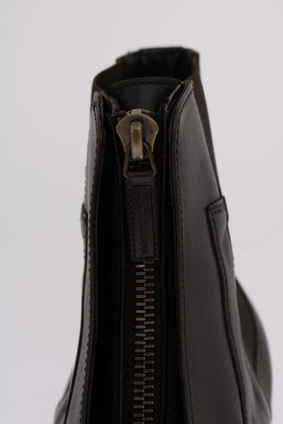 Brown Leather Ankle Stretch Boots