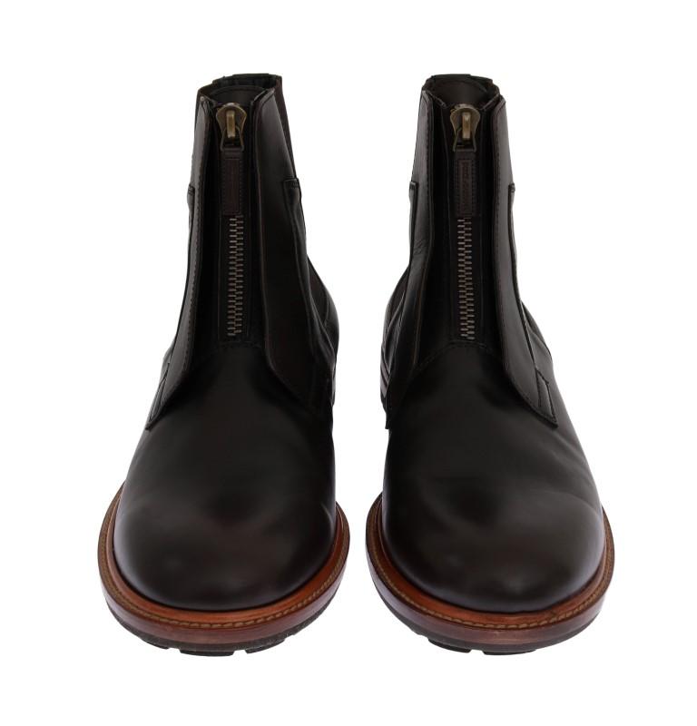 Brown Leather Ankle Stretch Boots