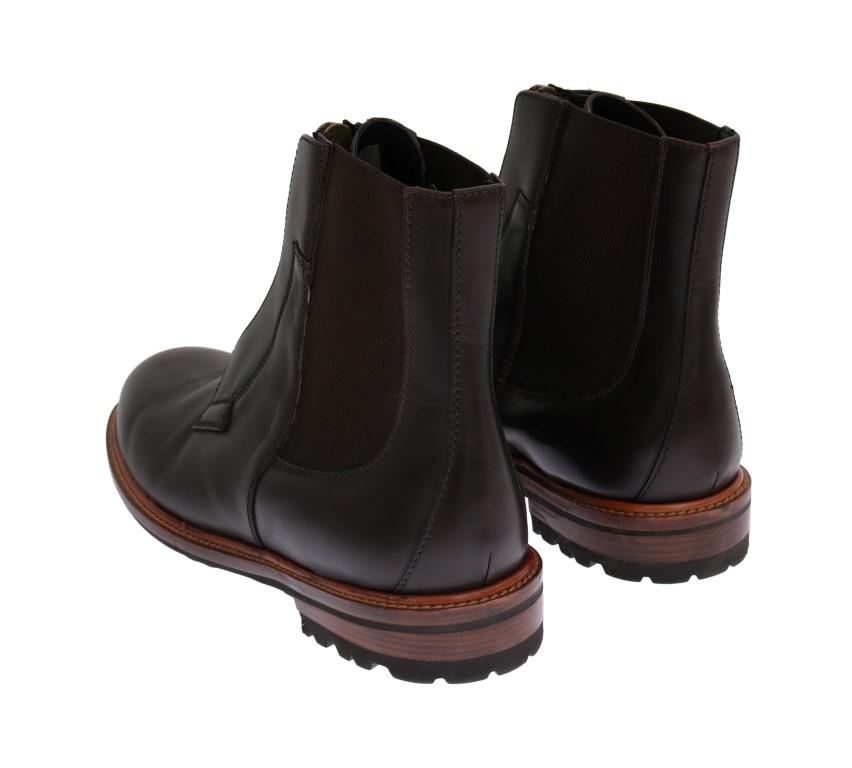 Brown Leather Ankle Stretch Boots