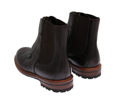 Brown Leather Ankle Stretch Boots