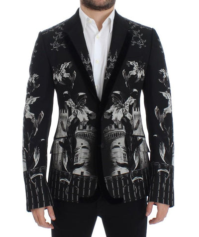 Black wool knight slim blazer