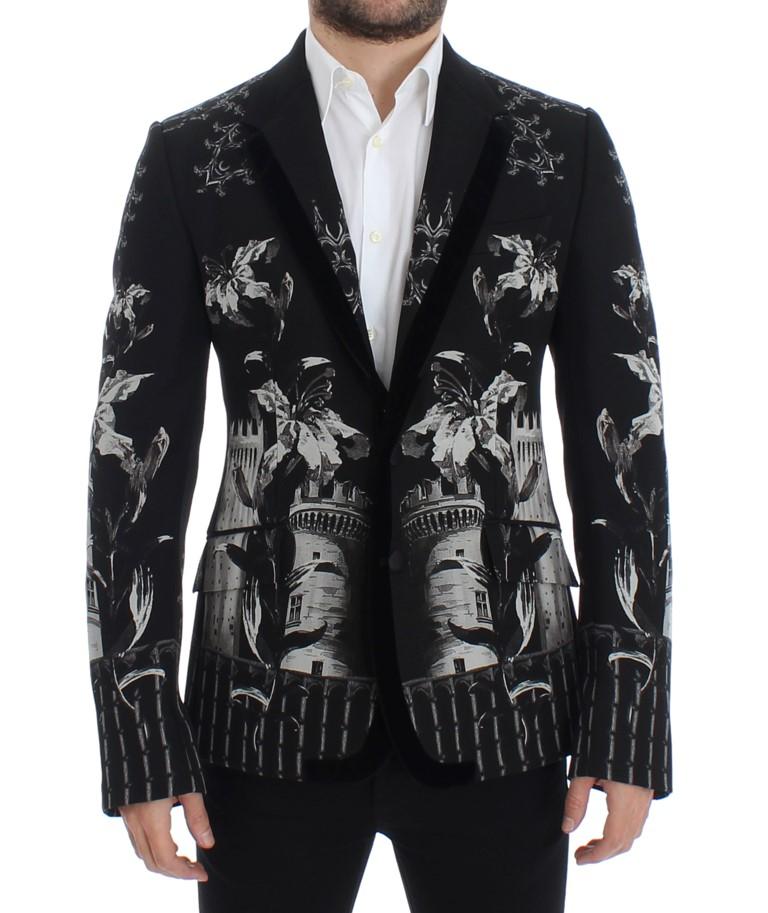 Black wool knight slim blazer