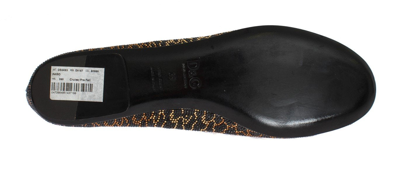 Gold Black Ballerina Shoes