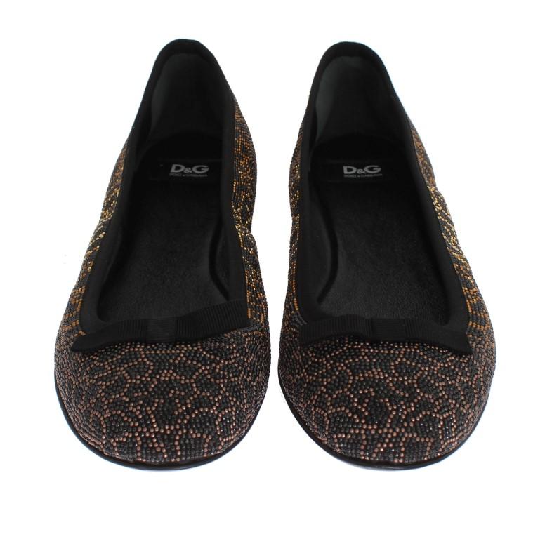 Gold Black Ballerina Shoes