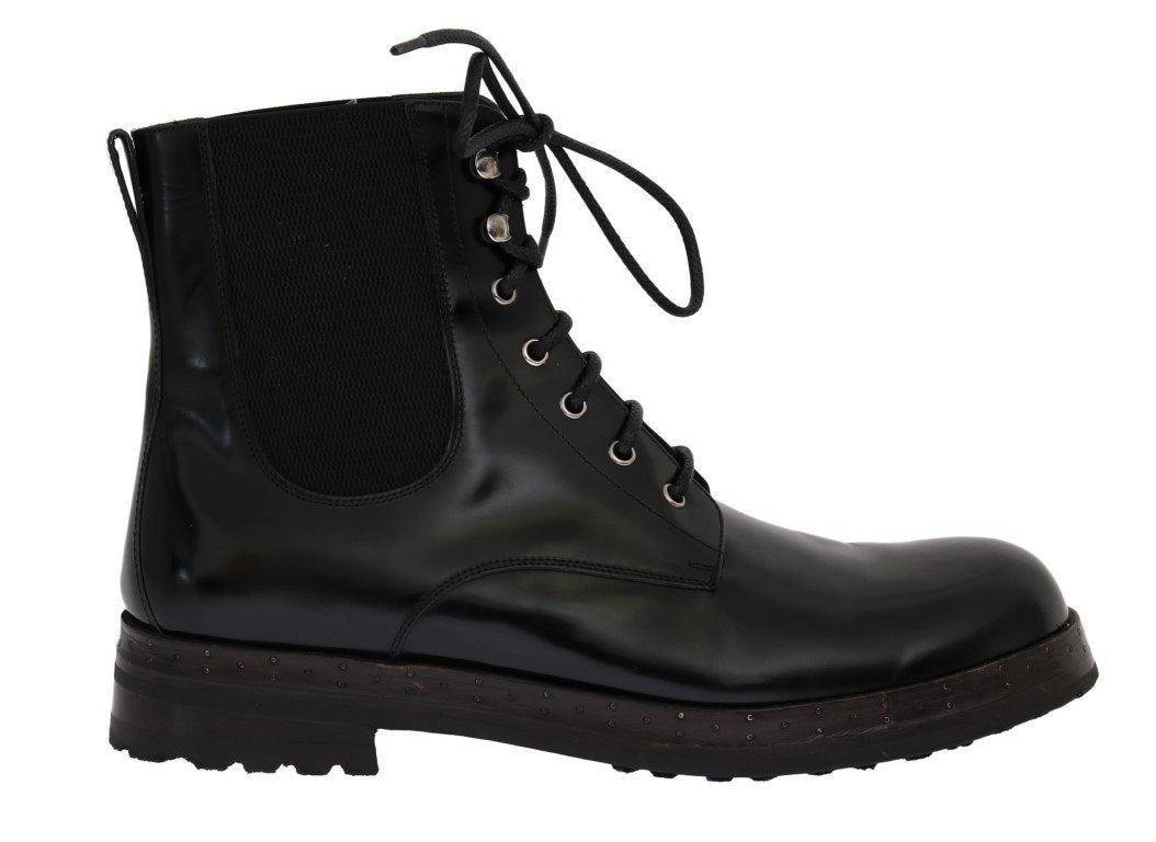 Black Leather Ankle Stretch Boots
