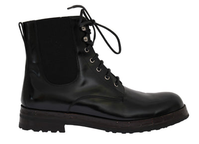 Black Leather Ankle Stretch Boots