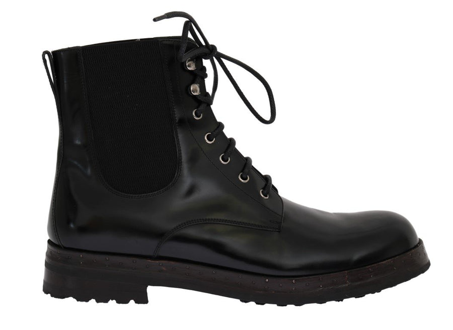 Black Leather Ankle Stretch Boots