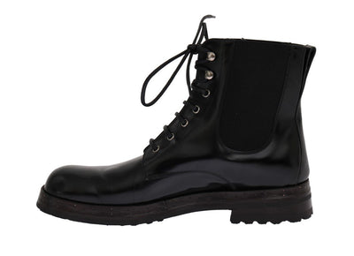 Black Leather Ankle Stretch Boots